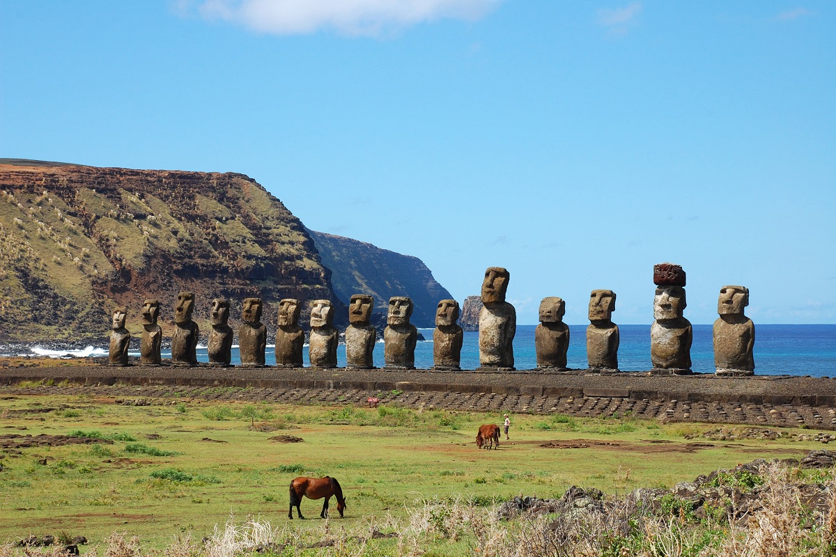 Ahu Tongariki and its 15 Moai on Easter Island