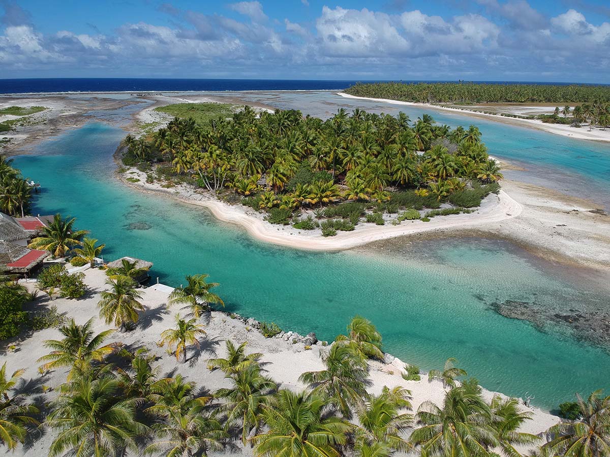 Aerial view over Tikehau, French Polynesia