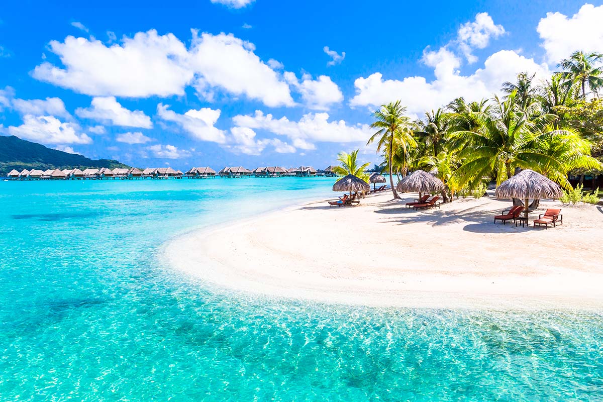 Beautiful beach on the island of Bora Bora