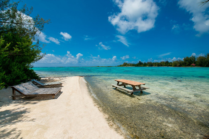 Private motu in front of the island of Bora Bora