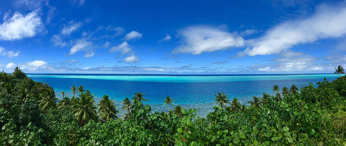 View on Huahine lagoon and its turquoise waters