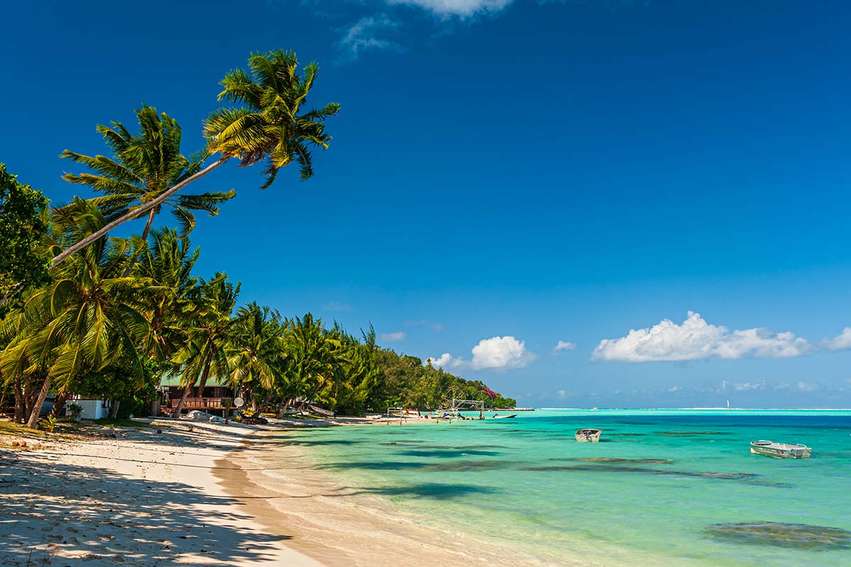 The public Matira beach in Bora Bora, French Polynesia