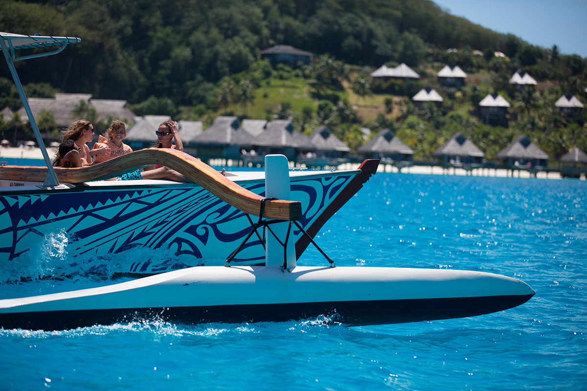 Boat for excursions on the lagoon of Bora Bora