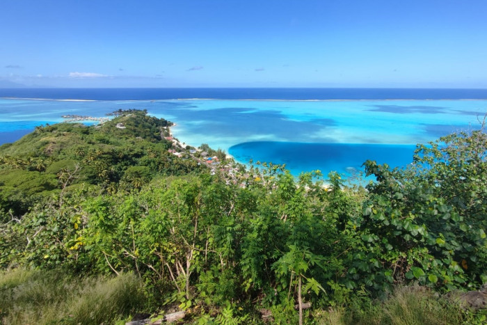 Panorama of the Bora Bora lagoon