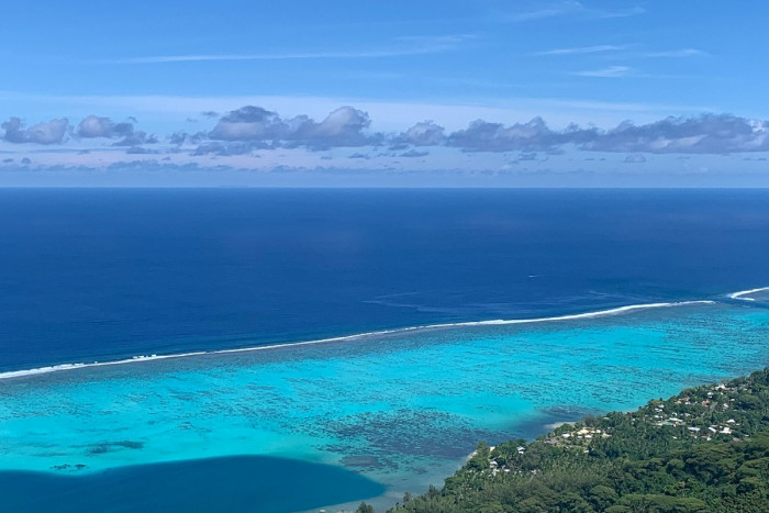 View of the Moorea lagoon while hiking