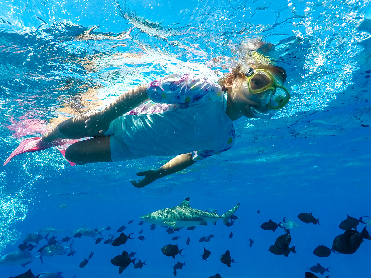 Snorkeling on the lagoon of Bora Bora
