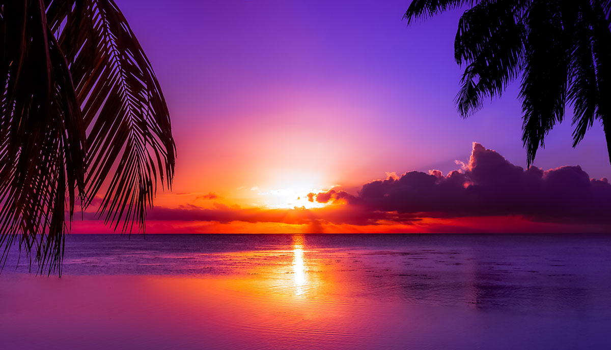 Coucher de soleil sur Tahiti, Polynésie française